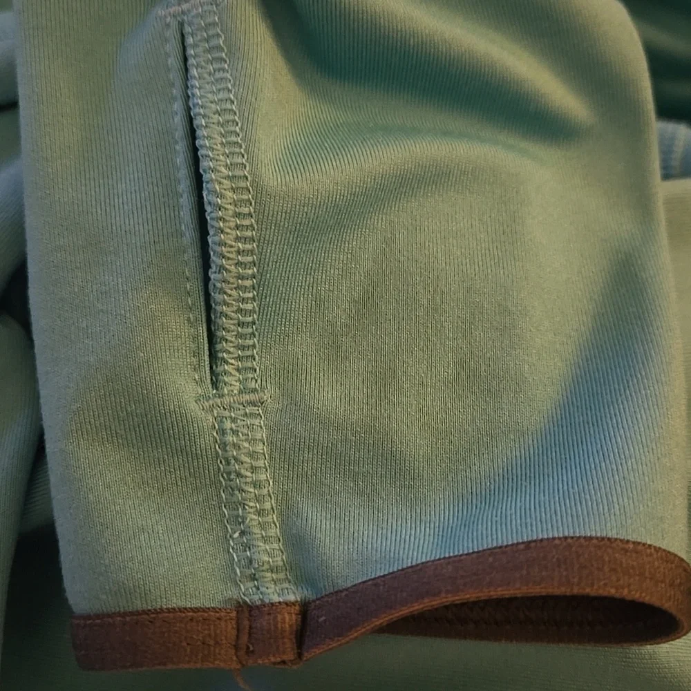 Nike Pro Teal Athletic Top Roll Turtle Neck Gray Trim Stretch Size Large EUC